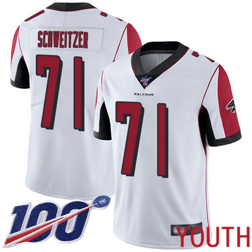 Atlanta Falcons Limited White Youth Wes Schweitzer Road Jersey NFL Football #71 100th Season Vapor Untouchable->youth nfl jersey->Youth Jersey